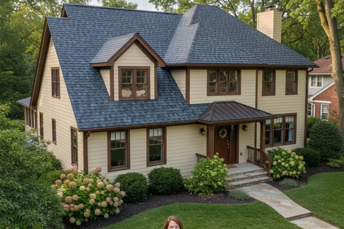 Completed professional roof installation at Indianapolis home by local vinyl siding contractors