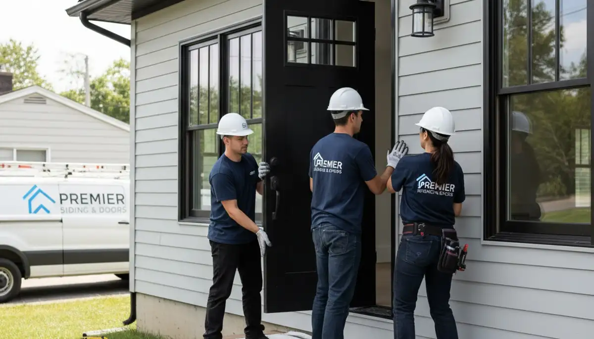 Professional door installation with vinyl siding in Indianapolis, IN by Next Level Exteriors