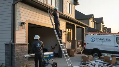 Seamless gutter installation on home exterior by vinyl siding experts in Indianapolis, IN