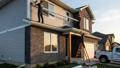 Seamless gutter installation on vinyl siding home in Indianapolis, IN by Next Level Exteriors