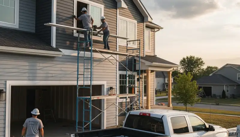 Professional vinyl siding contractors in Indianapolis IN installing durable home siding