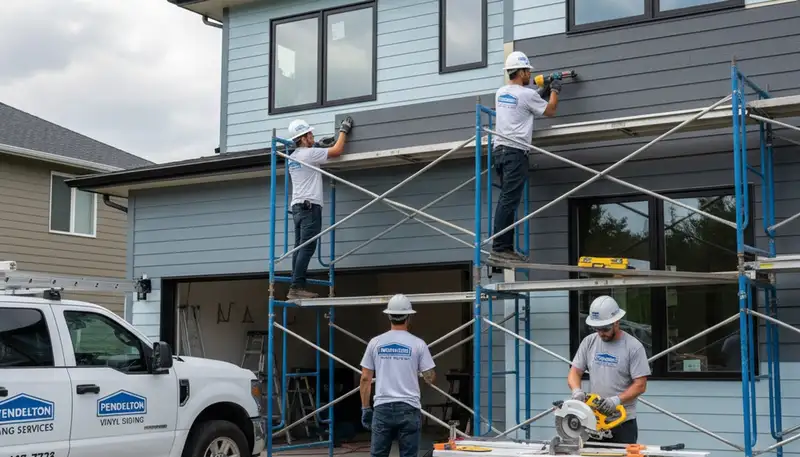 Vinyl siding contractors installing durable home siding in Indianapolis, IN