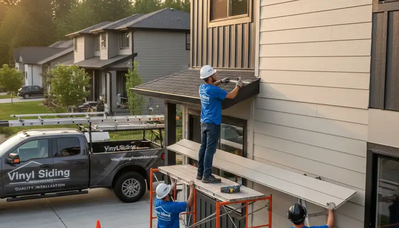 Professional vinyl siding contractors in Indianapolis IN installing durable home exterior panels