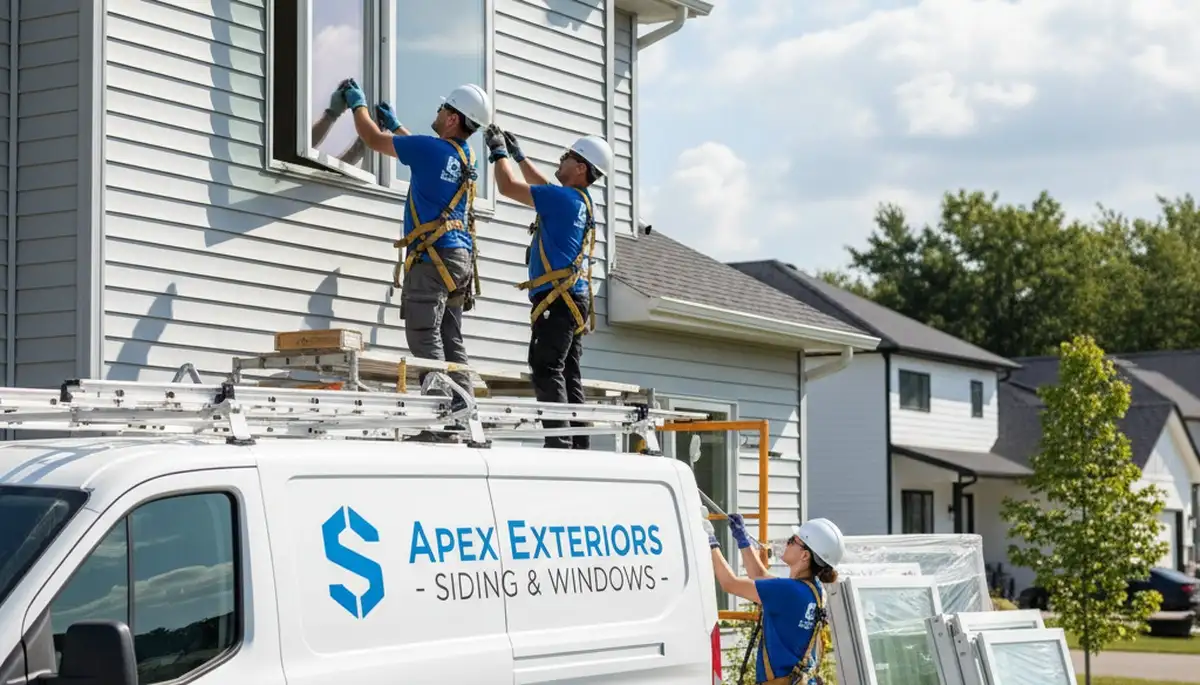 Professional vinyl siding and window installation on Indianapolis, IN home exterior